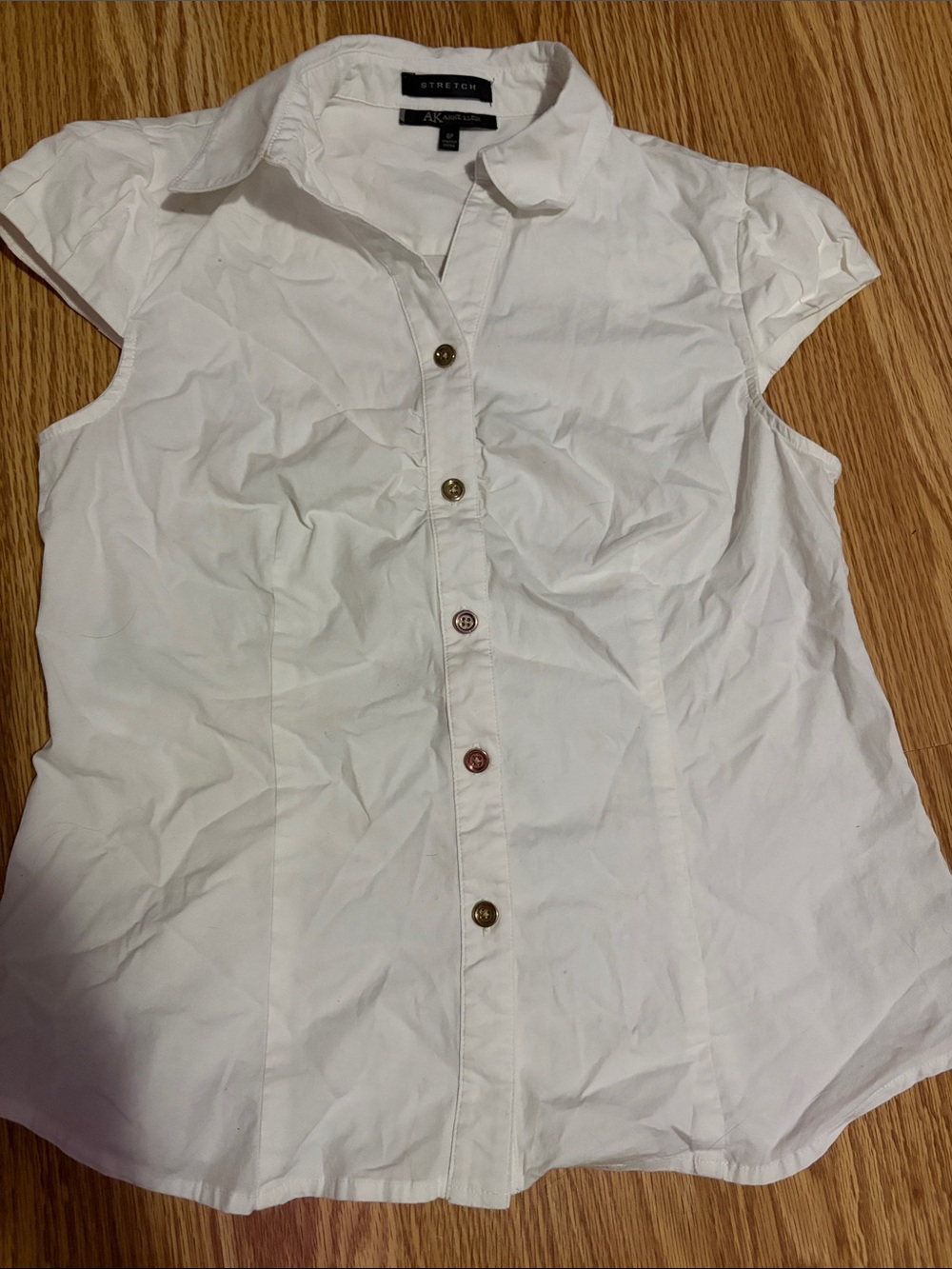 Anne Klein White Short-Sleeve Button-Down Shirt